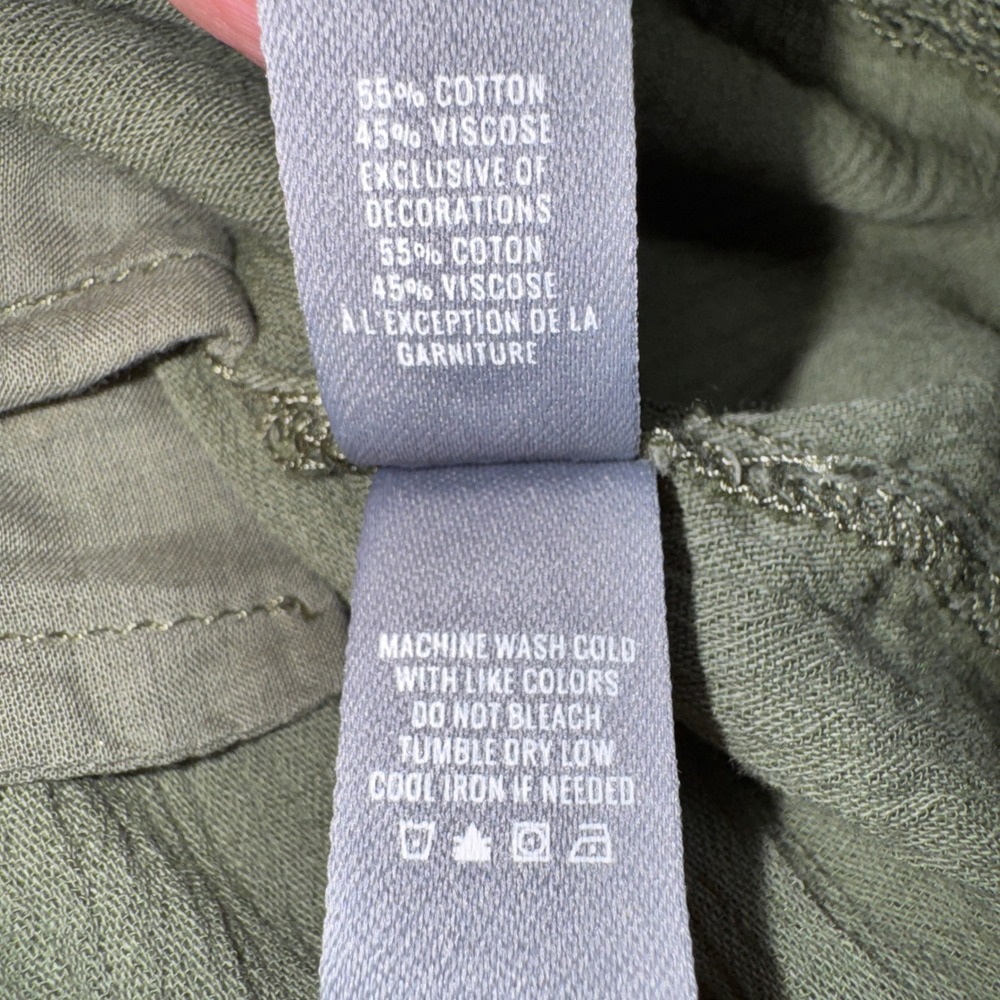 Aerie Olive Green Popover Romper Crochet Lace Trim Tie Straps Medium - Picture 10 of 12